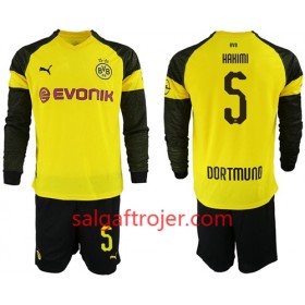 Borussia Dortmund Fodboldtrøjer Hakimi 5 Børn Hjemmebanesæt 2018/19 Langærmet